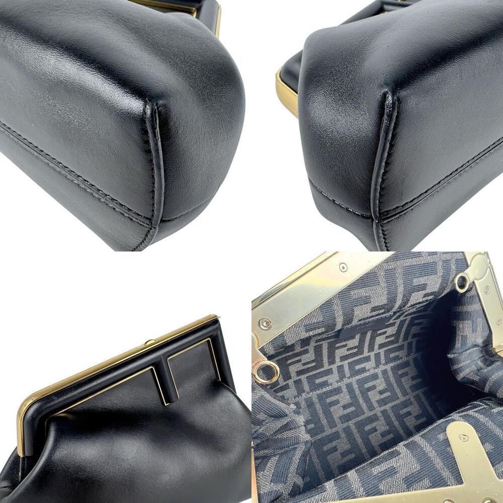 FENDI First Shoulder Bag Leather Black Gold E - Picture 4 of 5